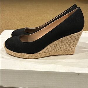 Black Espadrille Wedge Shoes